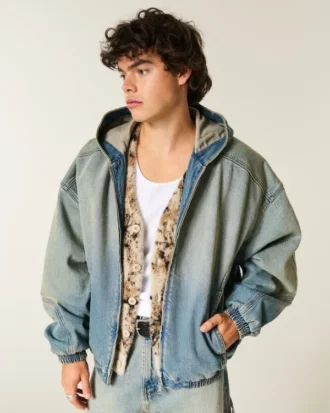 Washed Denim Skater Jacket