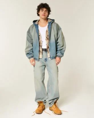Washed Denim Skater Jacket