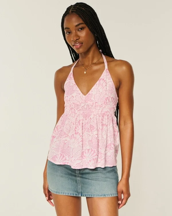 Woven Halter Babydoll Top Woven Halter Babydoll Top