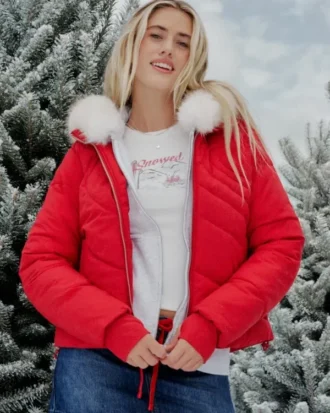 Zip-Up Pattern Puffer Jacket