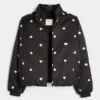 Zip-Up Pattern Puffer Jacket